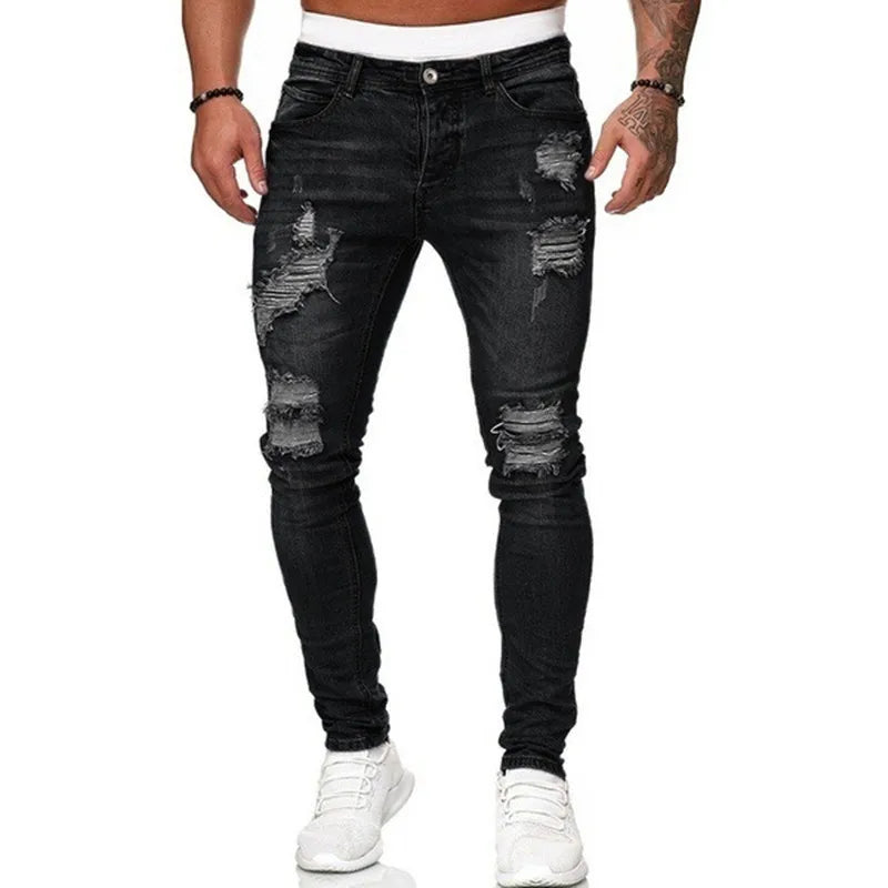 Heavy-Duty Washed Jeans for Men
