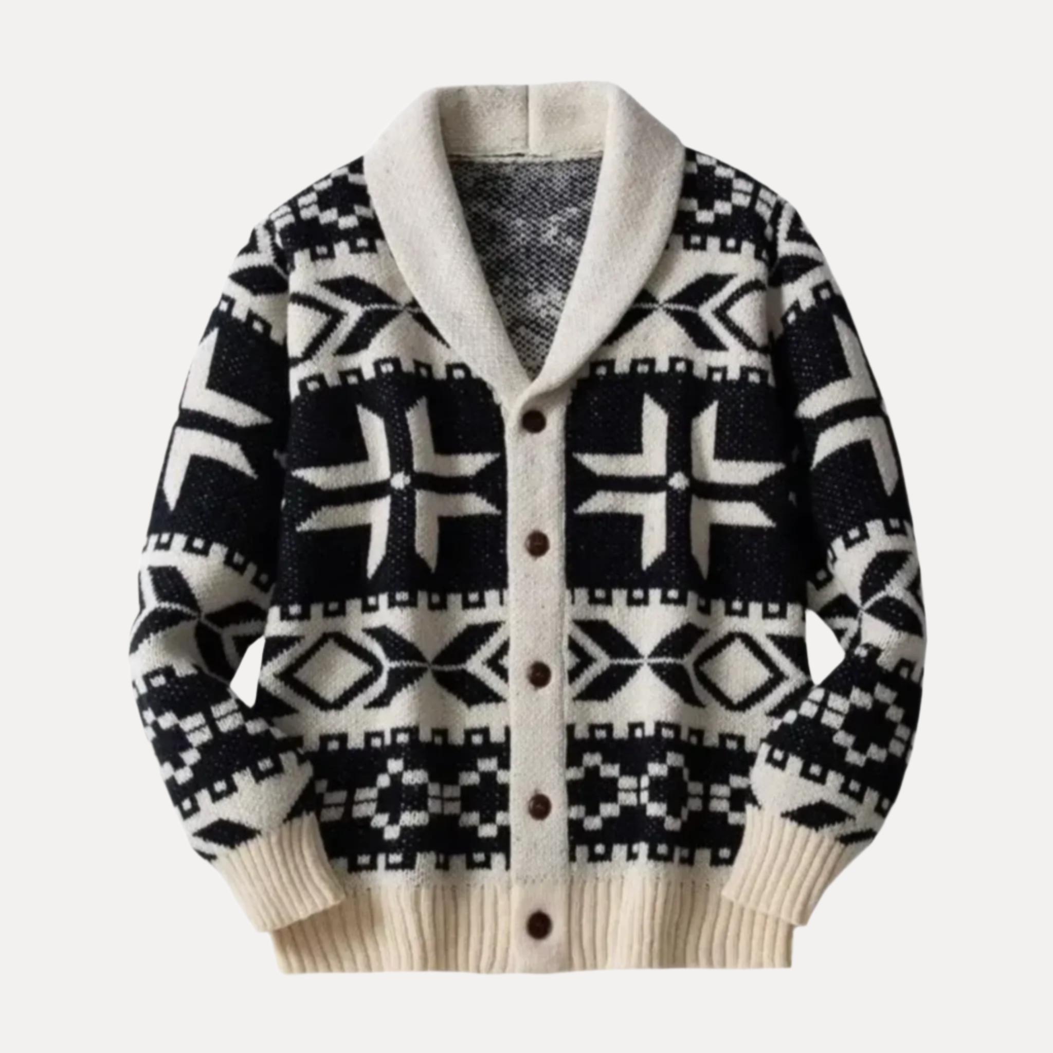 Armoire Men’s Knit Cardigan - Beige Pattern