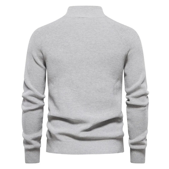 Mid-Collar Knitted Zip-Up for Men