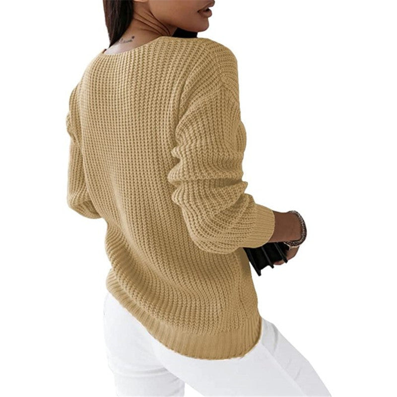 Women's Warm Knitted Sweater - Cozy and Soft