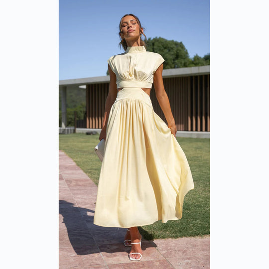 Stylish Women's Summer Stand-Up Collar Long Dress