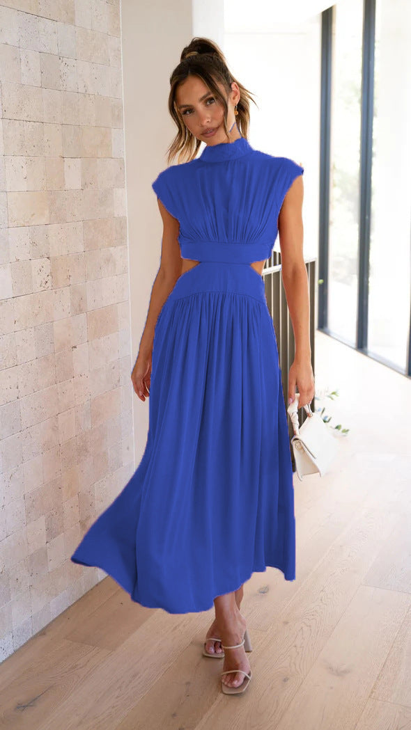 Stylish Women's Summer Stand-Up Collar Long Dress