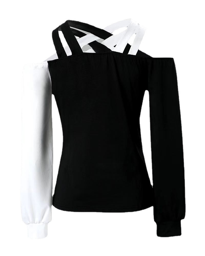 Crossed Open-Shoulder Top for Women