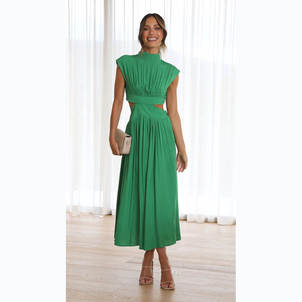 Stylish Women's Summer Stand-Up Collar Long Dress