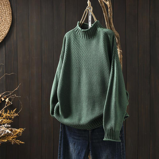 Cosy Knitted Sweater With High-Neck For Women