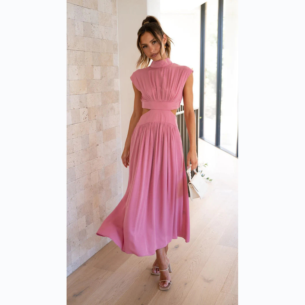 Stylish Women's Summer Stand-Up Collar Long Dress