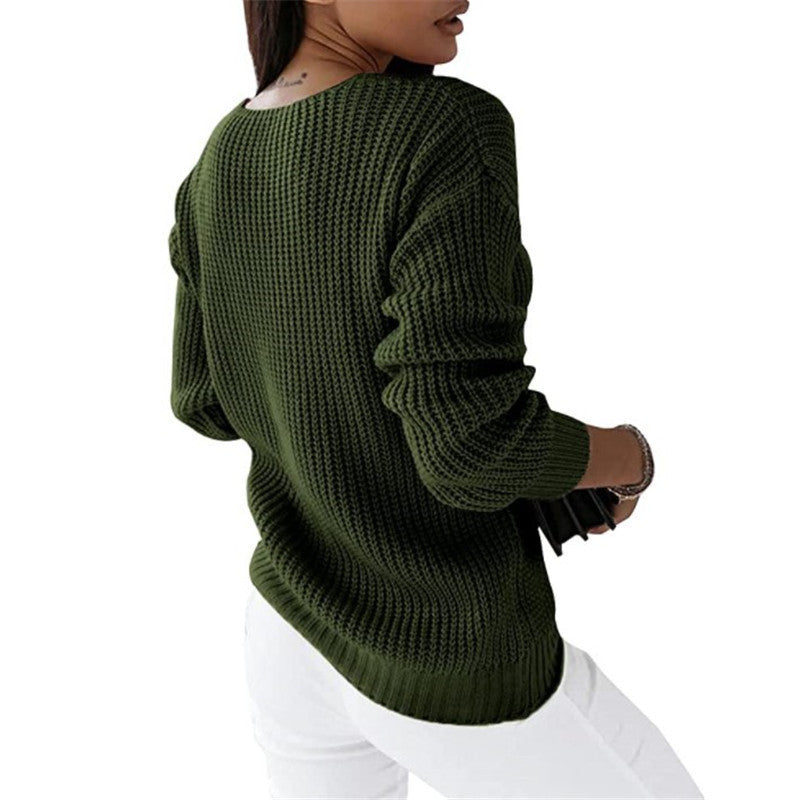 Women's Warm Knitted Sweater - Cozy and Soft