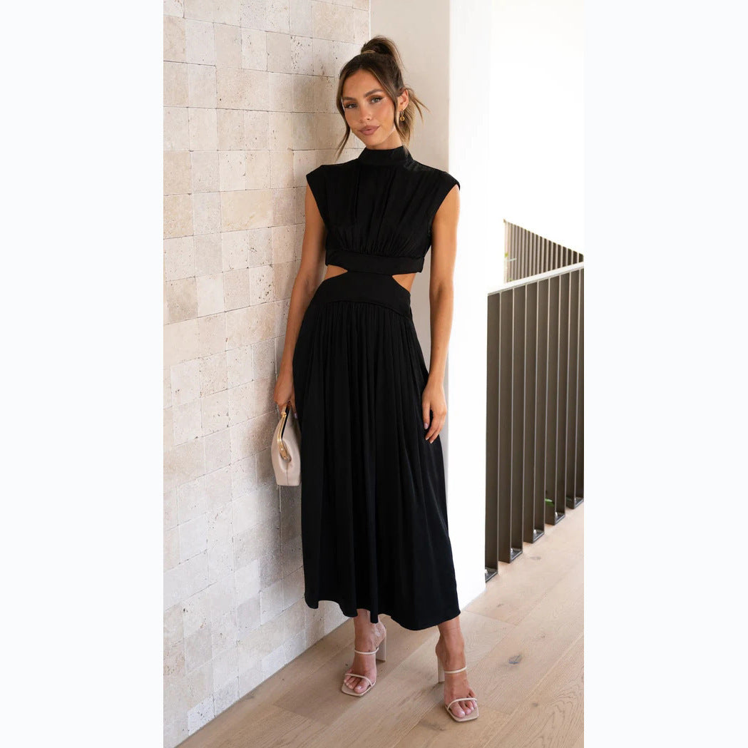 Stylish Women's Summer Stand-Up Collar Long Dress