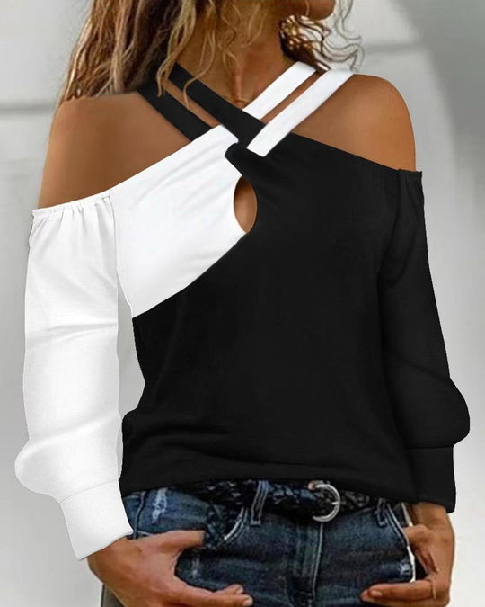 Crossed Open-Shoulder Top for Women