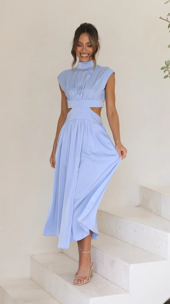 Stylish Women's Summer Stand-Up Collar Long Dress