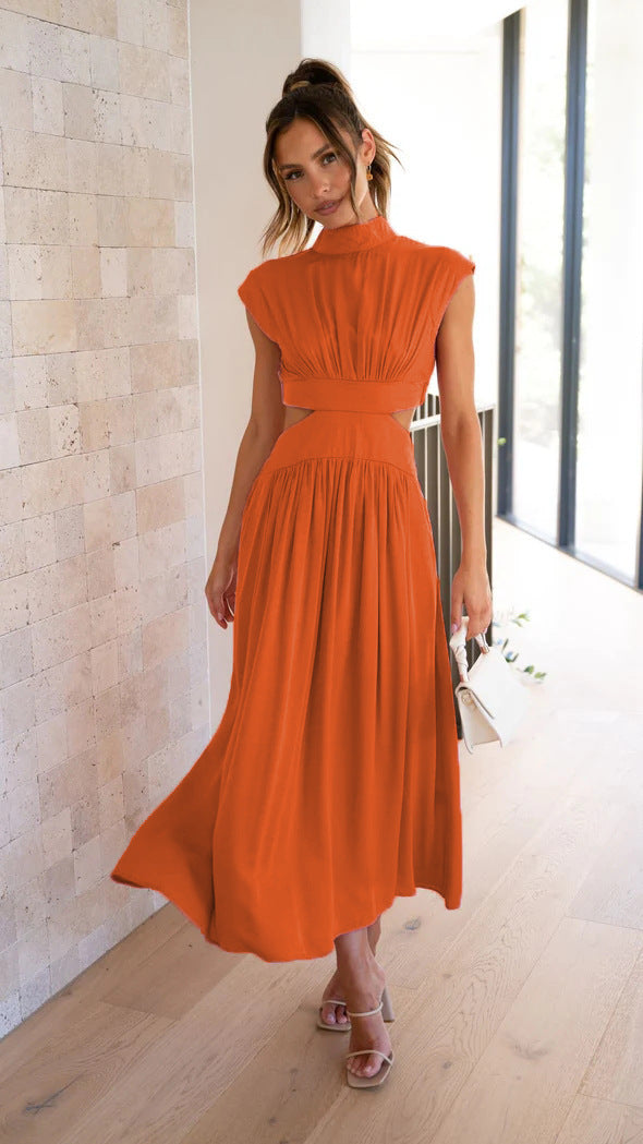 Stylish Women's Summer Stand-Up Collar Long Dress