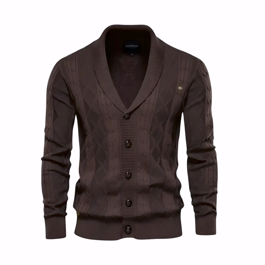 Men's Luxurious Quilted Knit Cardigan