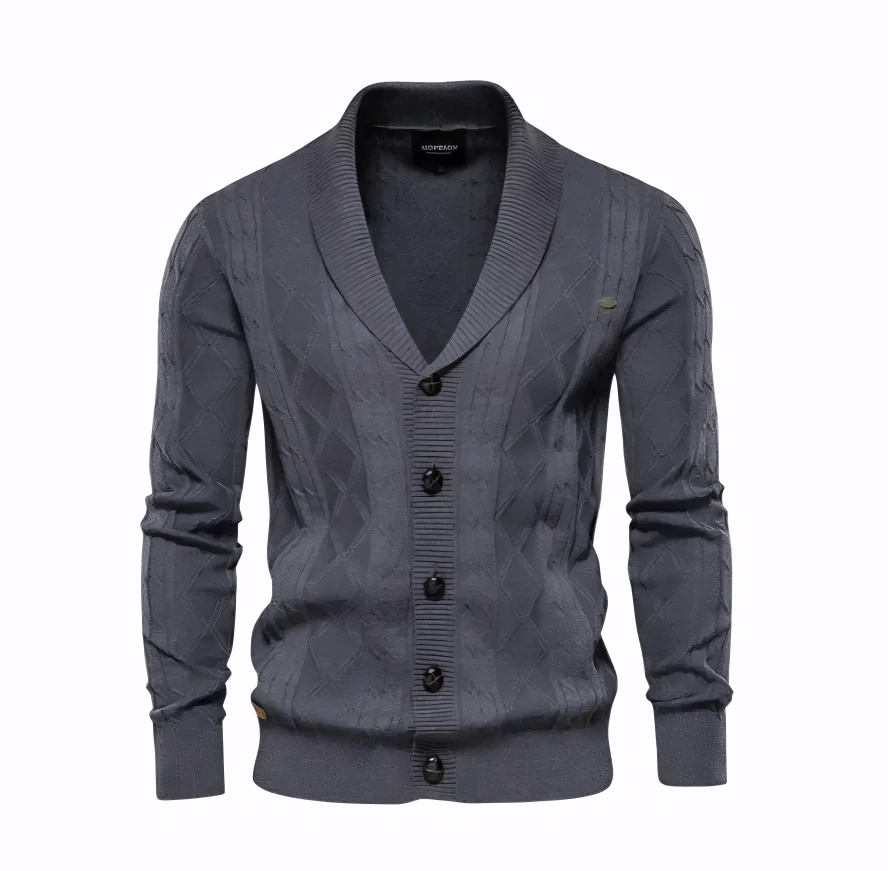 Men's Luxurious Quilted Knit Cardigan