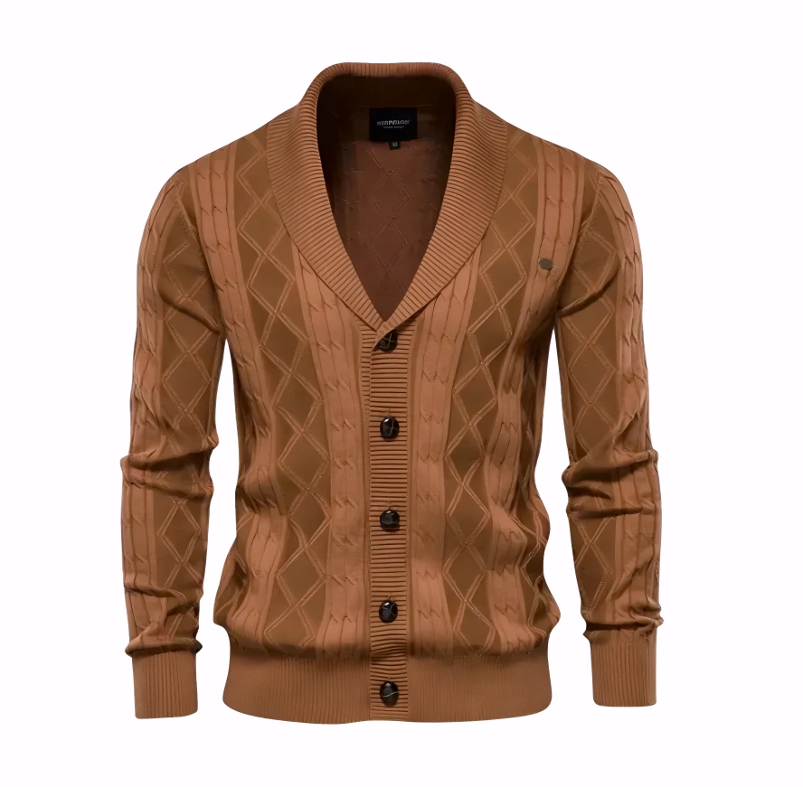 Men's Luxurious Quilted Knit Cardigan