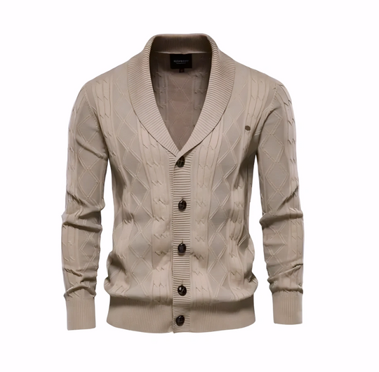 Men's Luxurious Quilted Knit Cardigan