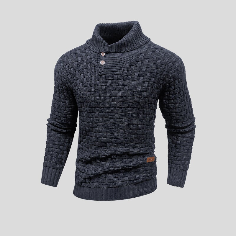 Buttoned Mid-Collar Warm Winter Sweater for Men