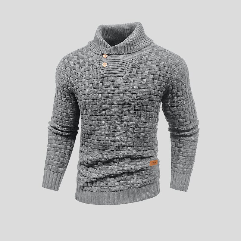 Buttoned Mid-Collar Warm Winter Sweater for Men