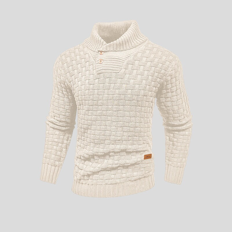 Buttoned Mid-Collar Warm Winter Sweater for Men