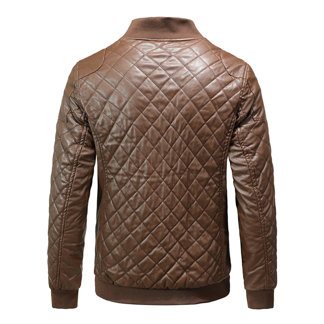 Men's Quilted Leather Bomber Jacket