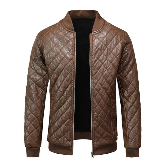 Men's Quilted Leather Bomber Jacket