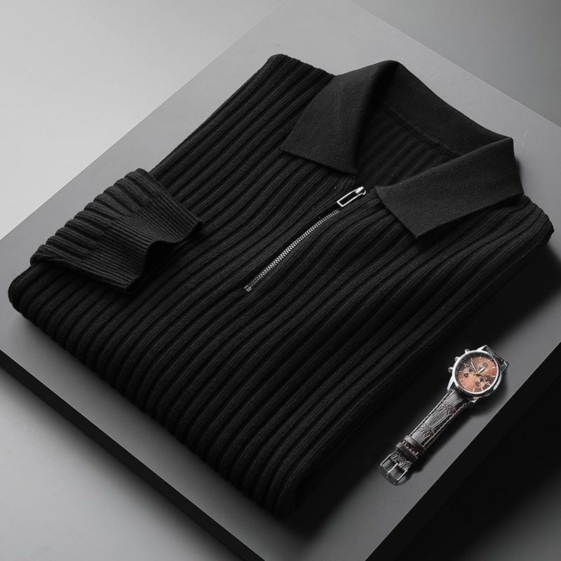 Luxury Men's Polo Sweater with Zip