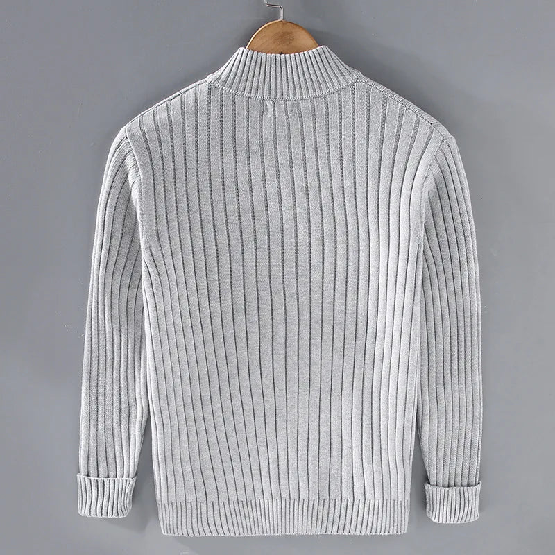 Classic Ribbed Knit Cardigan for Men