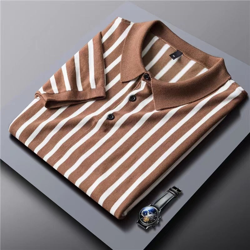 Striped Short Sleeved Polo for Men