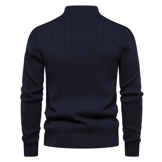 Mid-Collar Knitted Zip-Up for Men