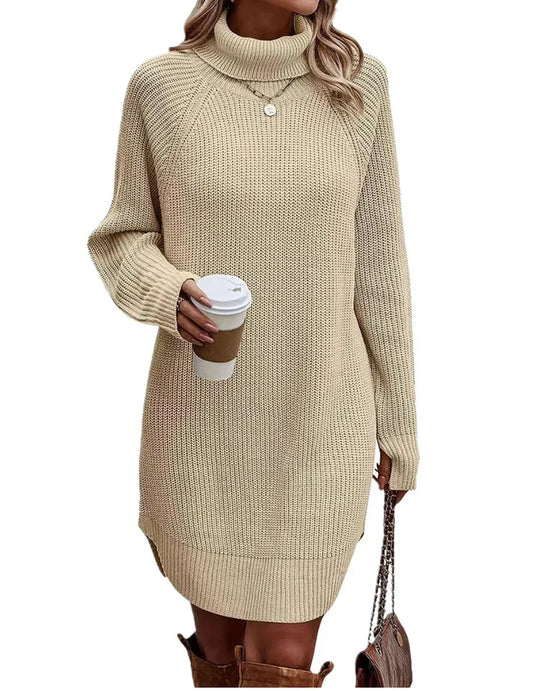 Elegant Knitted Cold-Weather Dress for Women