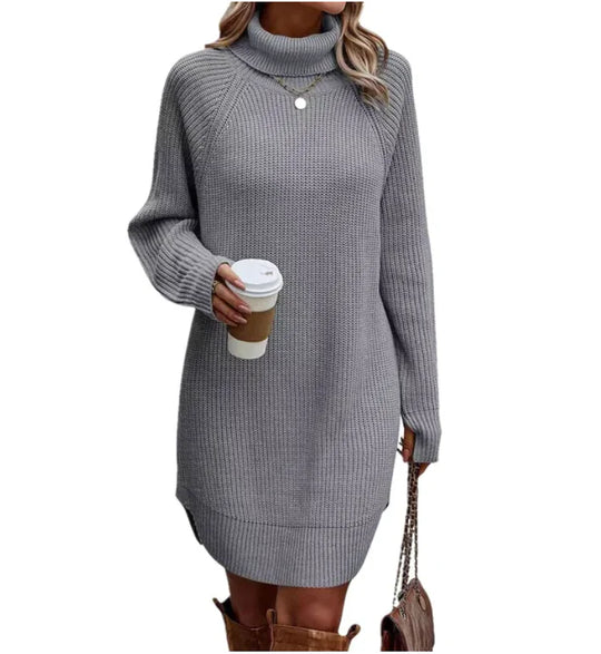 Elegant Knitted Cold-Weather Dress for Women