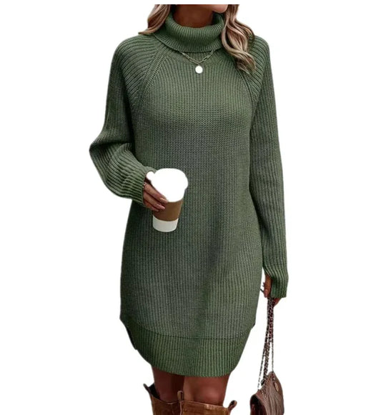 Elegant Knitted Cold-Weather Dress for Women