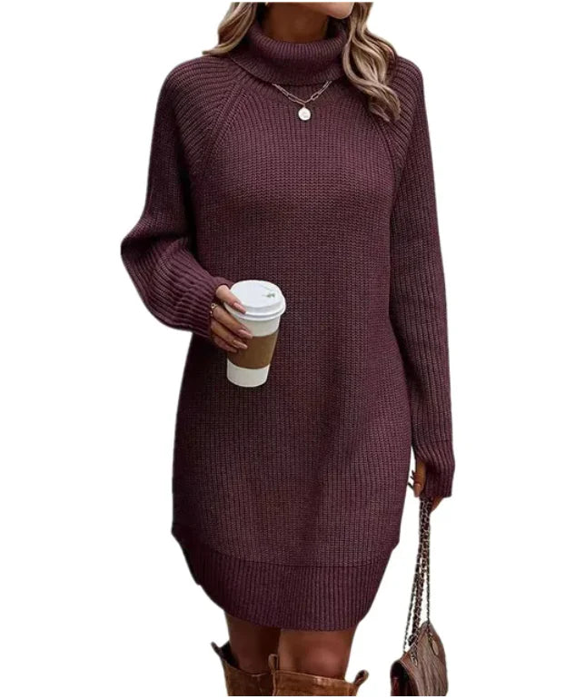 Elegant Knitted Cold-Weather Dress for Women