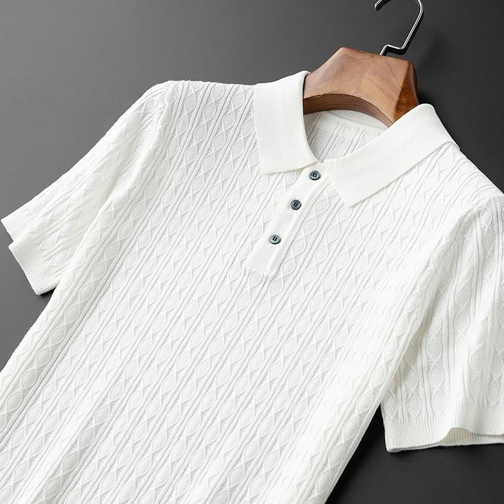 Knitted Short Sleeve Polo For Men