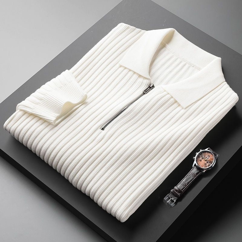 Luxury Polo Sweater with Zip for Men