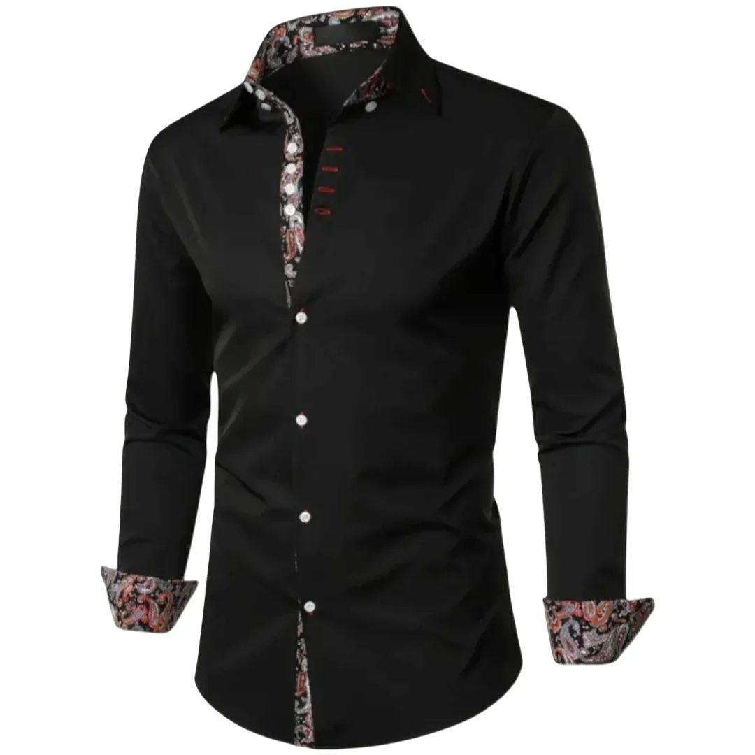 Men's Slim-Fit Paisley Accent Button-Up Shirt