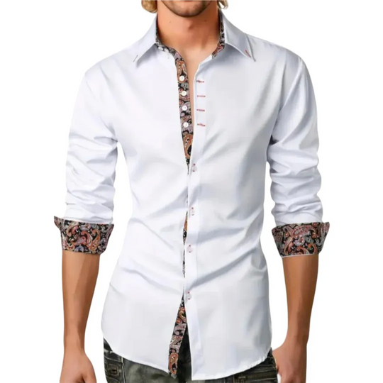 Men's Slim-Fit Paisley Accent Button-Up Shirt