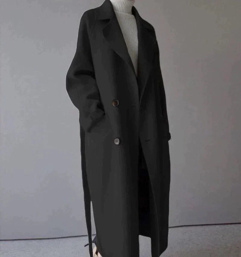 Longline Wool Trench Coat for Women