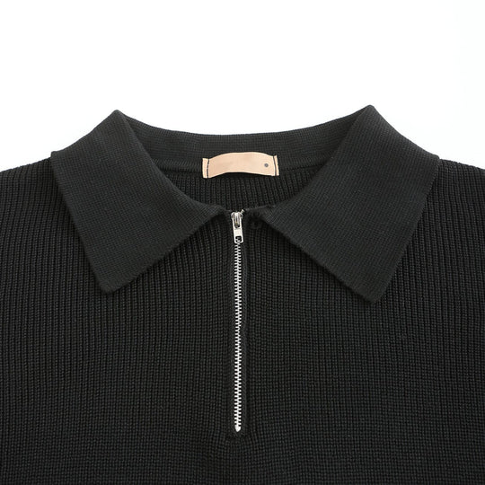 Knitted Quarter-Zip Polo Shirt for Men