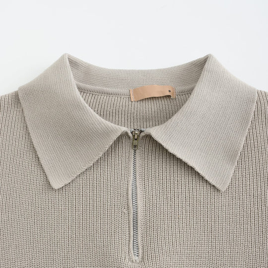 Knitted Quarter-Zip Polo Shirt for Men