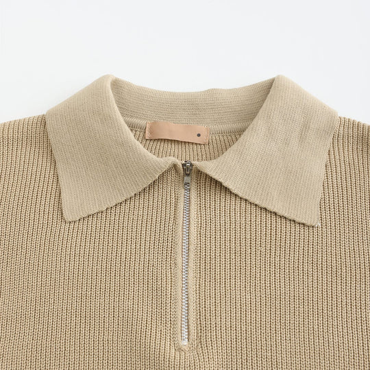 Knitted Quarter-Zip Polo Shirt for Men