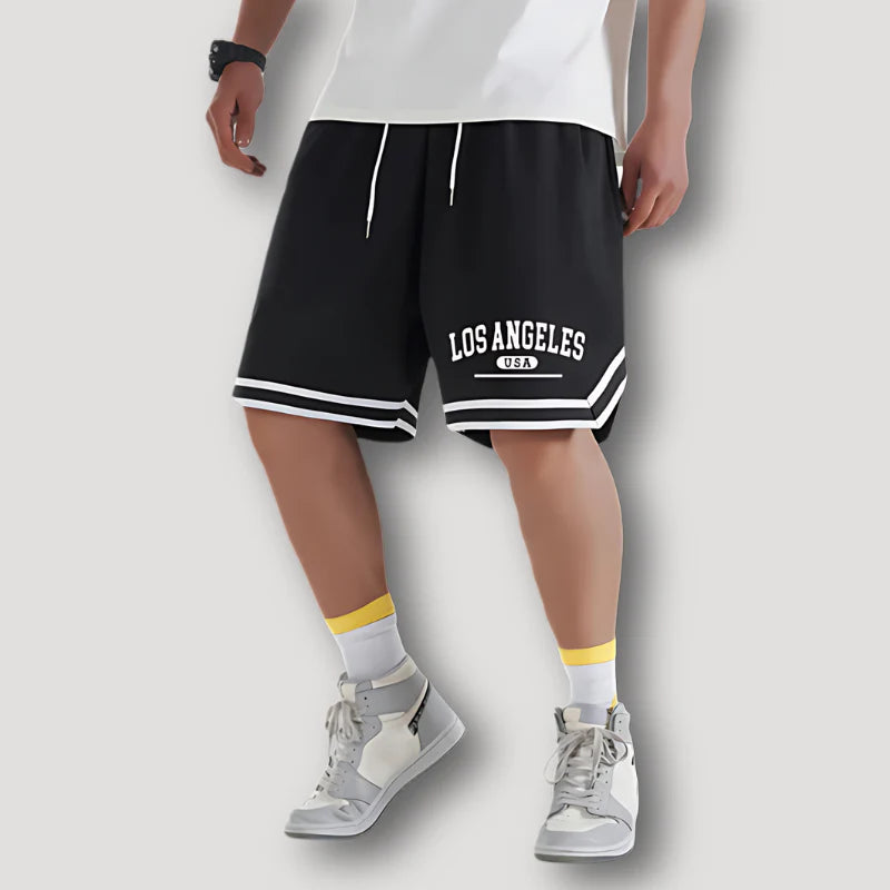 Los Angeles Stylish White Stripe Basketball Shorts for Men