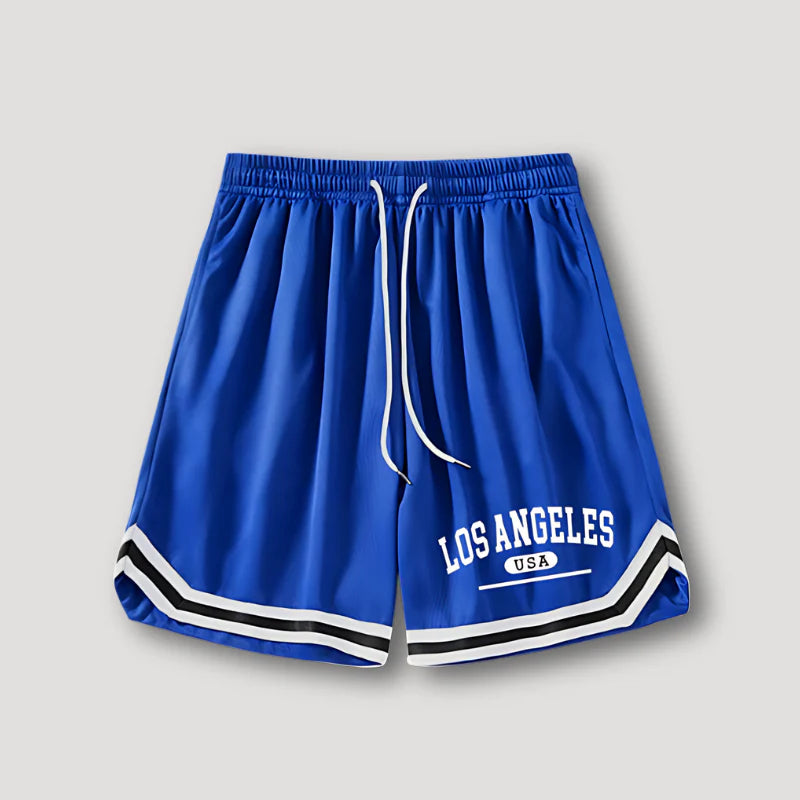 Los Angeles Stylish White Stripe Basketball Shorts for Men