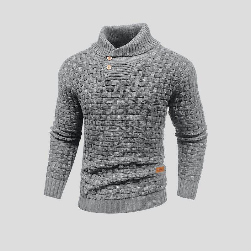 Buttoned Winter Sweater with Ribbed Cuffs and Collar - Armoire Melbourne
