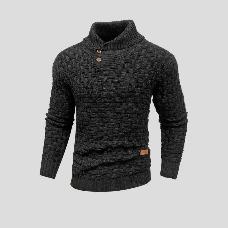 Buttoned Winter Sweater with Ribbed Cuffs and Collar - Armoire Melbourne