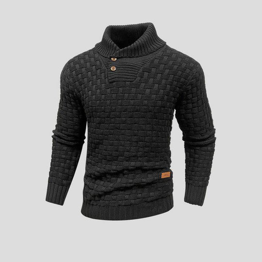 Buttoned Winter Sweater with Ribbed Cuffs and Collar - Armoire Melbourne