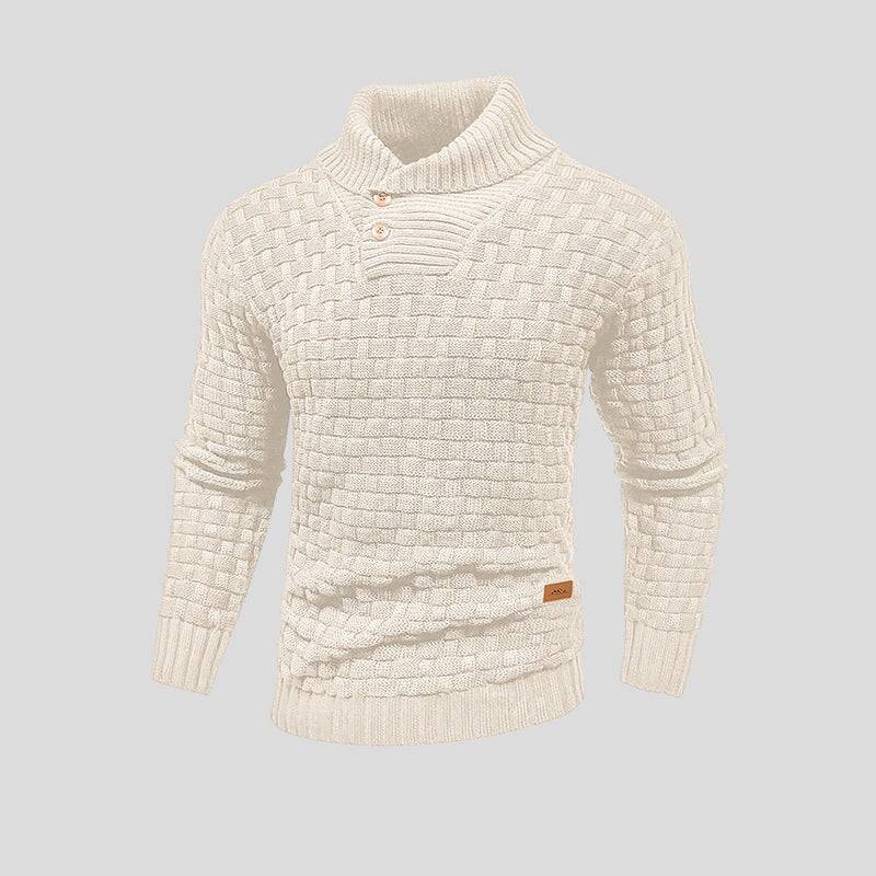 Buttoned Winter Sweater with Ribbed Cuffs and Collar - Armoire Melbourne