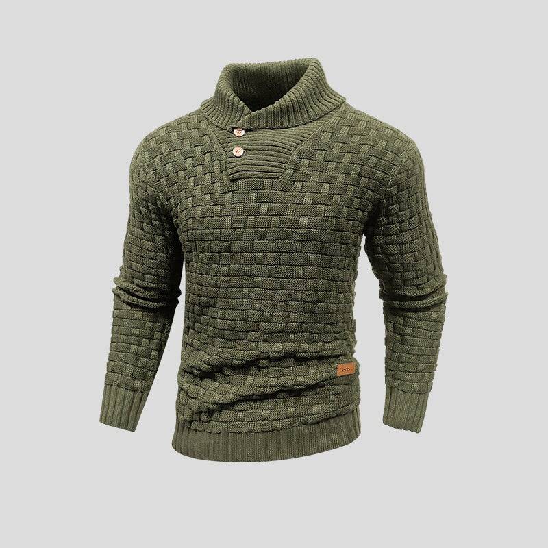 Buttoned Winter Sweater with Ribbed Cuffs and Collar - Armoire Melbourne