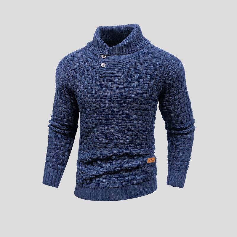 Buttoned Winter Sweater with Ribbed Cuffs and Collar - Armoire Melbourne