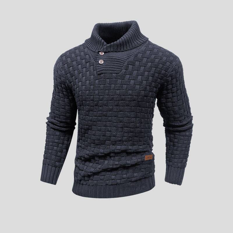 Buttoned Winter Sweater with Ribbed Cuffs and Collar - Armoire Melbourne