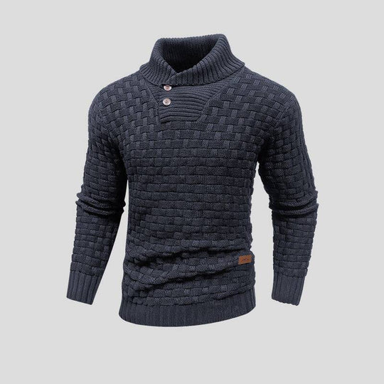 Buttoned Winter Sweater with Ribbed Cuffs and Collar - Armoire Melbourne